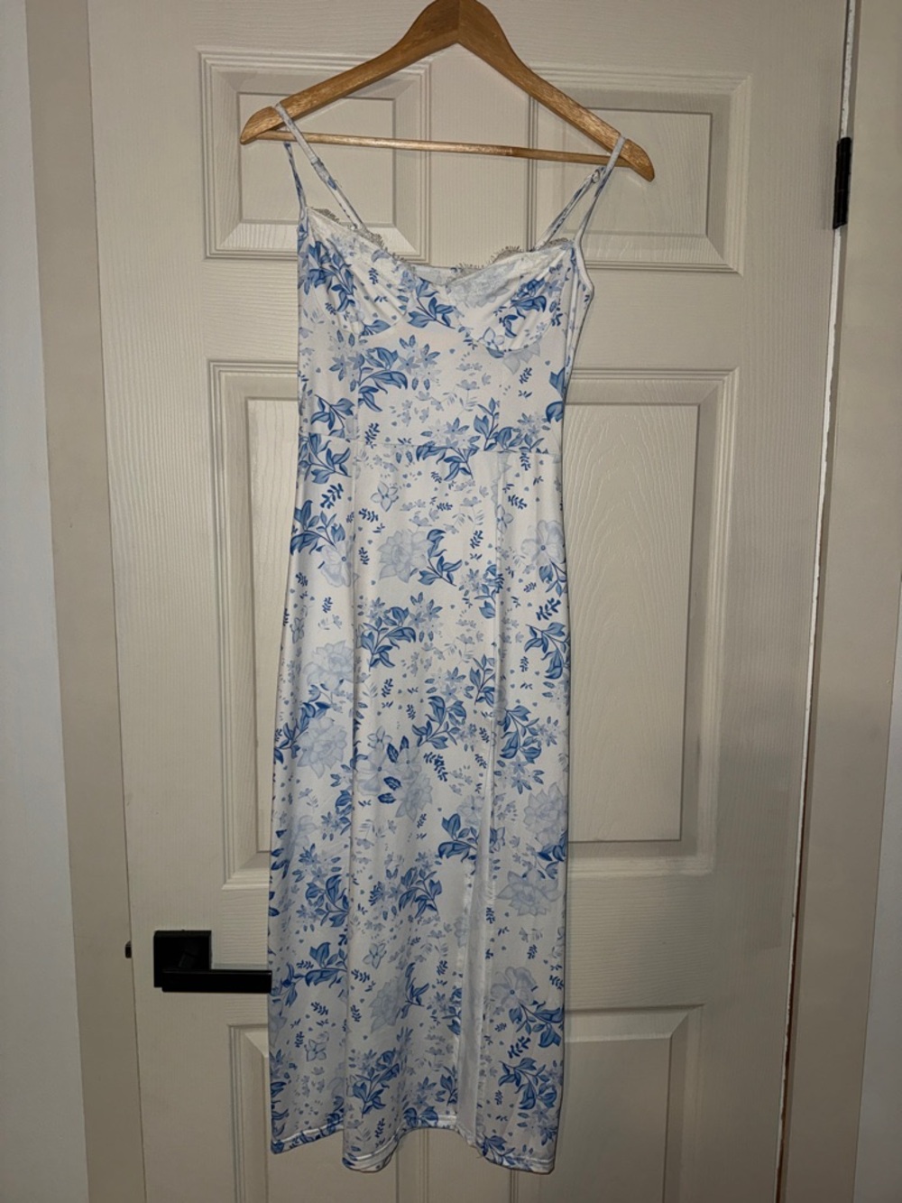 Blue and White Floral Slip Dress